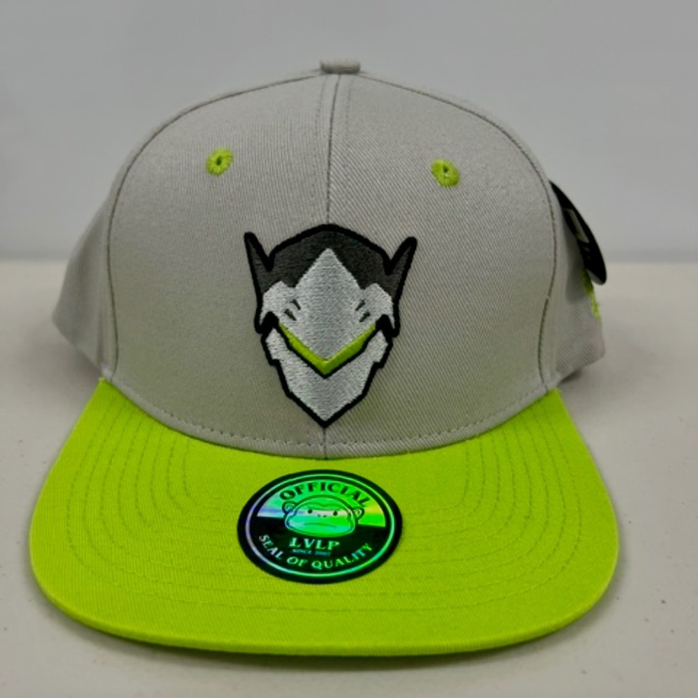 Overwatch Genji Snapback Hat Blizzard Grey Neon Green Gaming Cap New